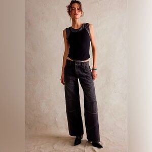 We the Free Moto Straight Jeans by Free People in Nightfall,